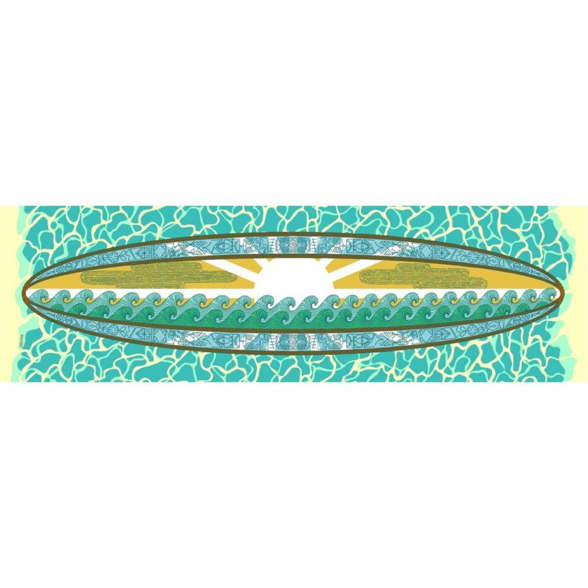 Echarpe en lin et coton 51x180 imprimé Surf Board col 3 vert