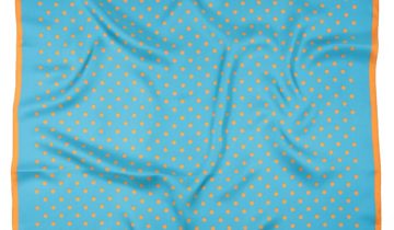 Carré de soie 67, twill de soie imprimé Pois – Bleu