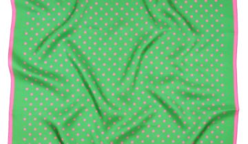 Carré de soie 67, Twill de soie imprimé Pois – Vert