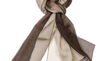 Echarpe en soie 67×180, mousseline de soie ombrée 2 tons – Marron Beige