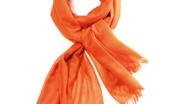 Echarpe en cachemire 70×190, voile de cachemire unie – Orange