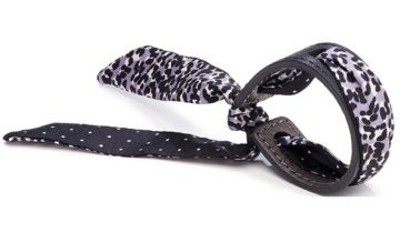 Bracelet Cuir et Lien en Twill de soie imprimé Nano Fauve et Pois – Gris Noir