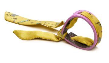 Bracelet Cuir et Lien en Twill de soie imprimé Foule – Jaune