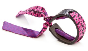 Bracelet Cuir et Lien en Twill de soie imprimé Ovales et Mini Pois – Fuchsia