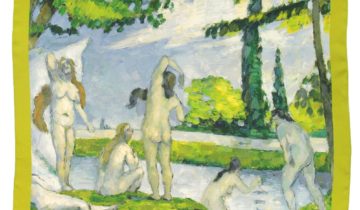 Carré de soie 67, twill de soie imprimé Cézanne Baigneuse – Vert