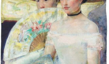 Carré de soie 90, twill de soie imprimé Mary Cassatt The Loge – Roulotté Blanc