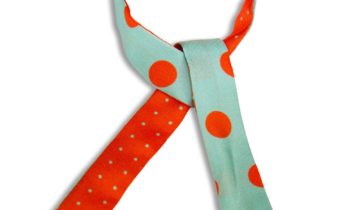 Lien en soie imprimé Gros Pois et mini Pois – Turquoise Orange