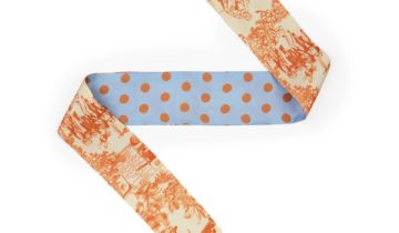 Bandeau de soie 6×86, twill de soie imprimé Quotidien et Gros Pois – Orange