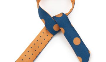 Lien en soie imprimé Gros Pois et mini Pois – Bleu Orange