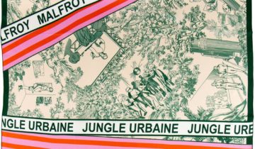 Carré de soie 67, twill de soie imprimé Jungle Urbaine – Vert