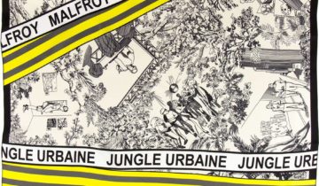 Carré de soie 67, twill de soie imprimé Jungle Urbaine – Noir