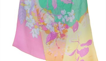 Echarpe en soie 43×140, mousseline de soie imprimée Guirlande Florale – Fuchsia