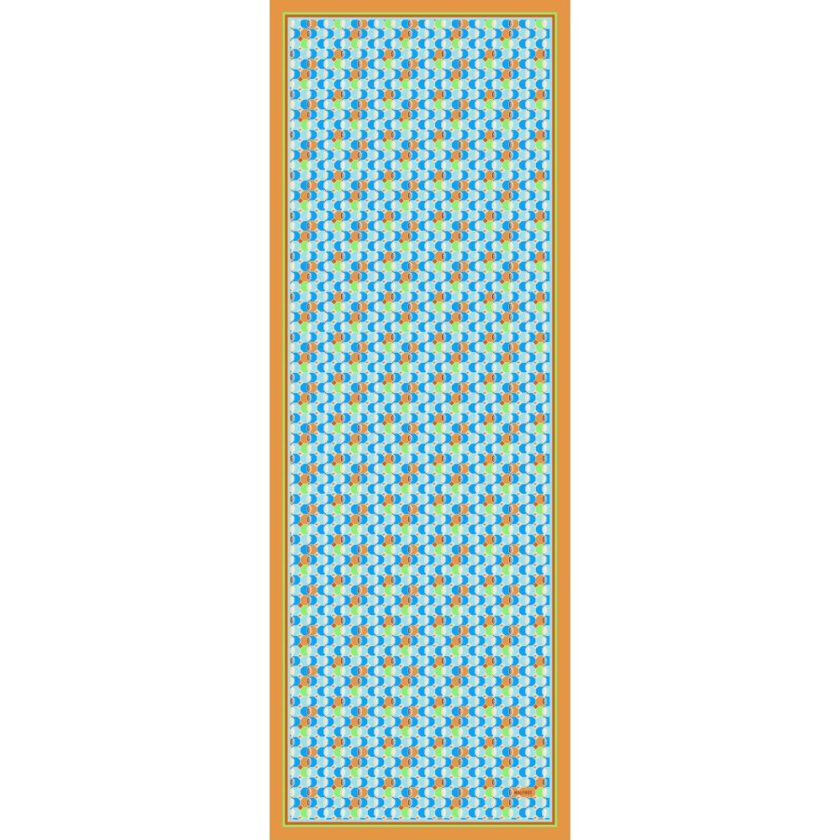 Etole en Coton et Soie imprimé Color Mosaic col 2 bleu orange
