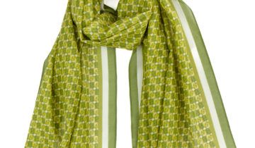 Echarpe en coton et soie 67×180 imprimé Berlingots – Vert