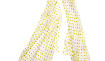 Echarpe en soie 43×140, mousseline de soie imprimée Pois – Jaune