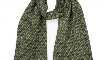 Echarpe en laine et soie 46×180 imprimée Ronds et carrés – Vert
