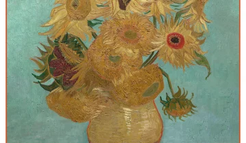 Carré de soie 90, twill de soie imprimé Van Gogh, Tournesol – Orange