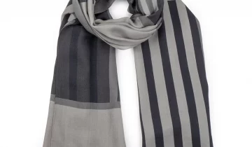 Echarpe en laine et soie 46×180 imprimée Linéaire – Gris