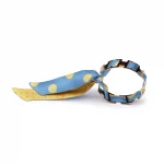 Bracelet plaqué Or et Lien en Twill de soie imprimé Pois – Bleu Jaune