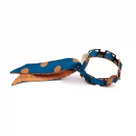 Bracelet plaqué Or et Lien en Twill de soie imprimé Pois – Bleu Orange