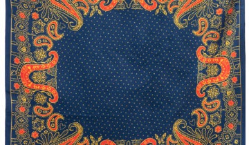 Carré de soie 67, twill de soie imprimé Bandana – Marine